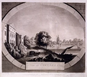 Vue à Chelsea, gravure réalisée par F. Jukes, 1784